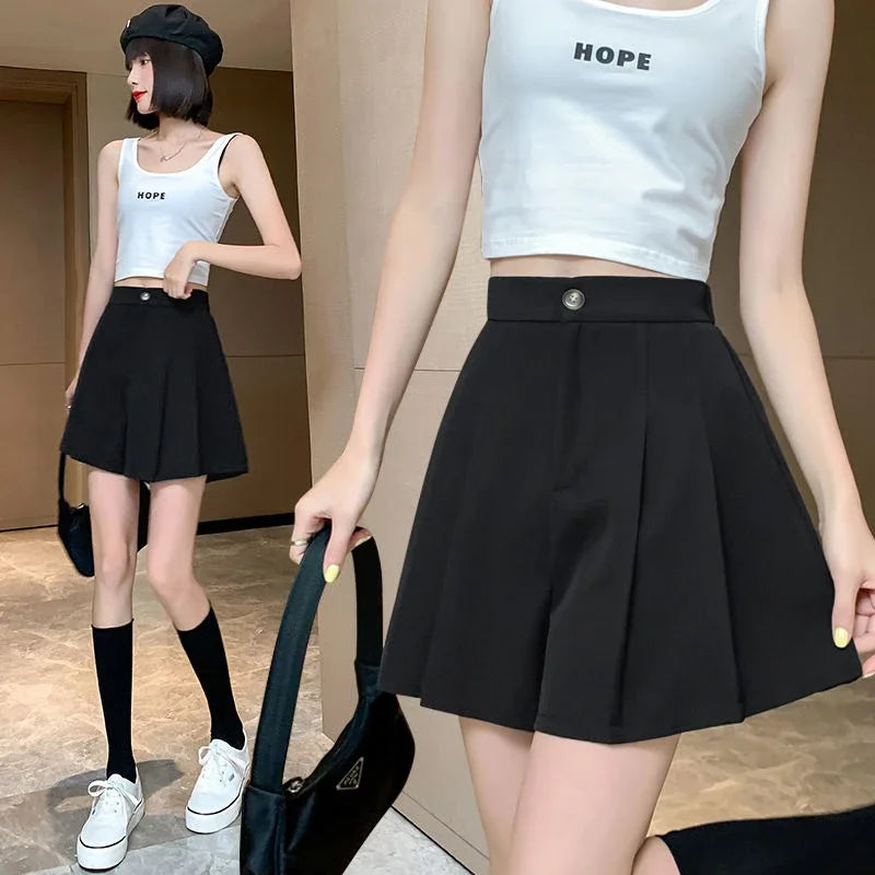 Short Pants for Woman To Wear Black Women's Shorts Loose Culotte Baggy Skirt Clothing Normal Elegant Casual Outfits XL Fashion
